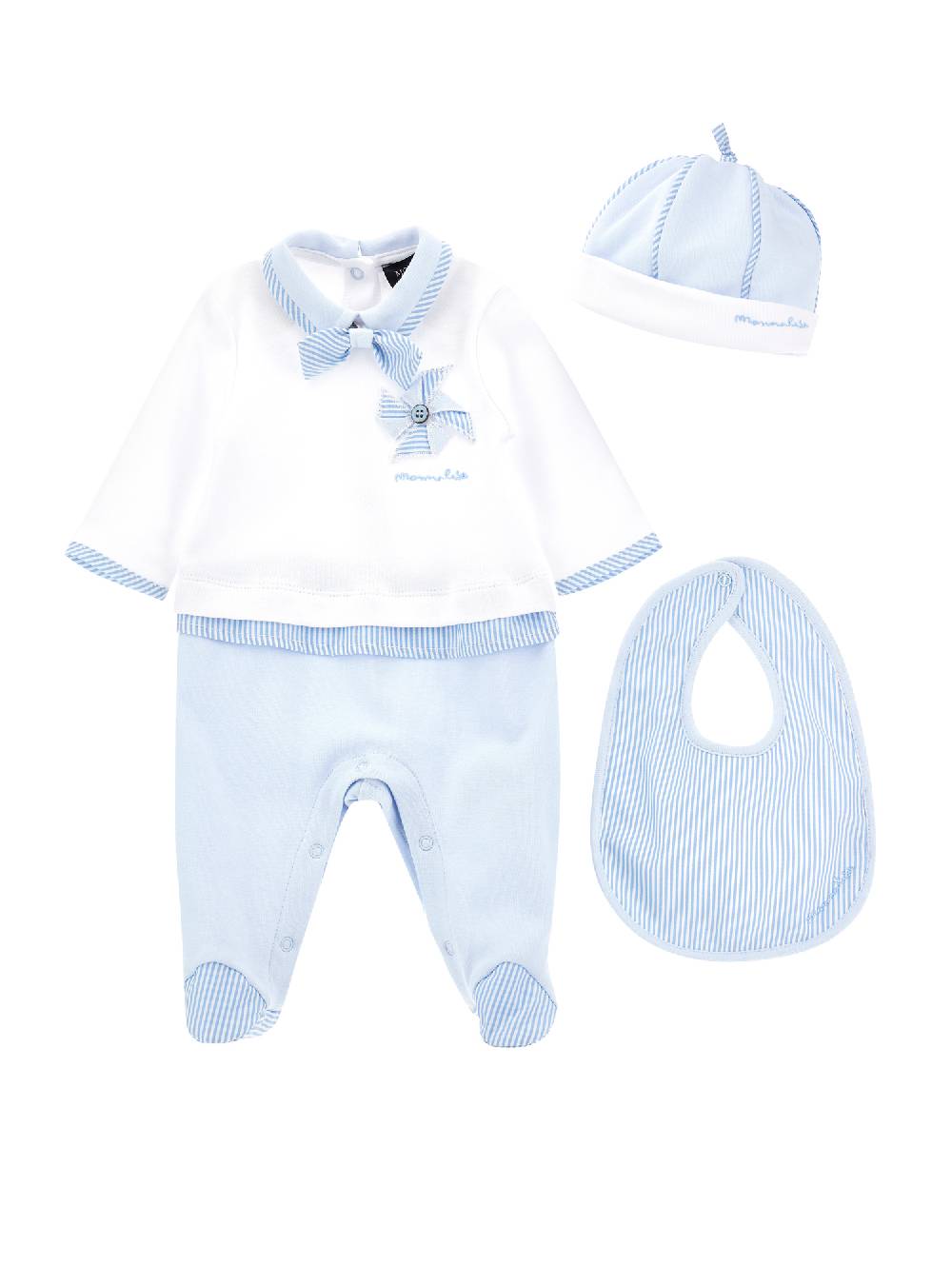 Monnalisa Completo Neonato, Tre Pezzi Cotone