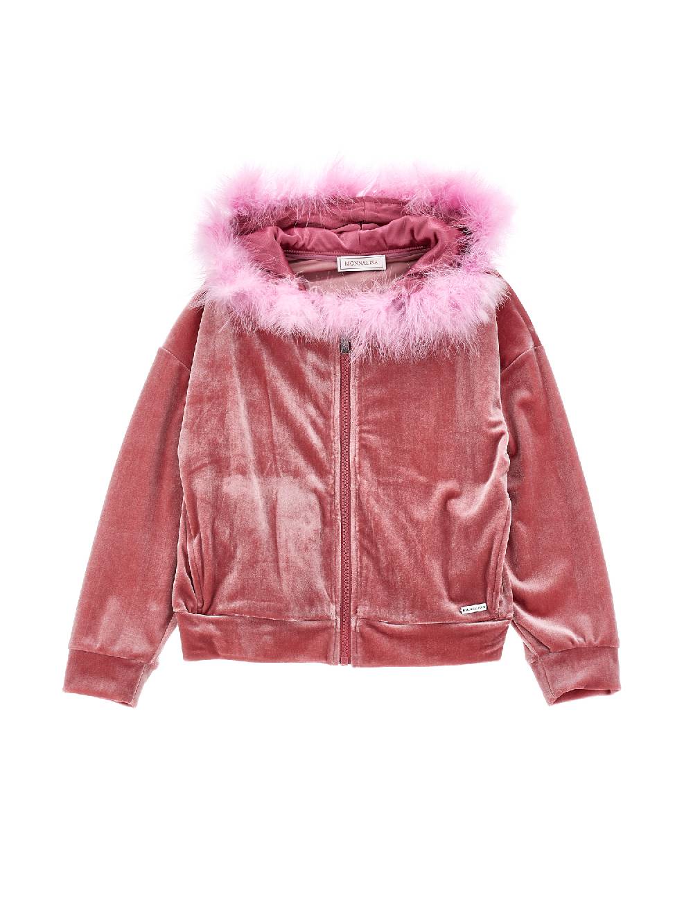 Monnalisa Felpa aperta con piume