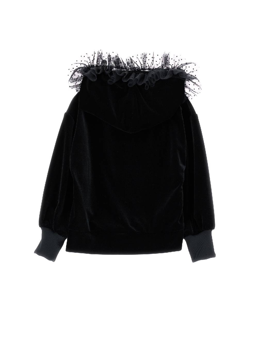 Monnalisa Felpa Ciniglia Con Cappuccio Tulle