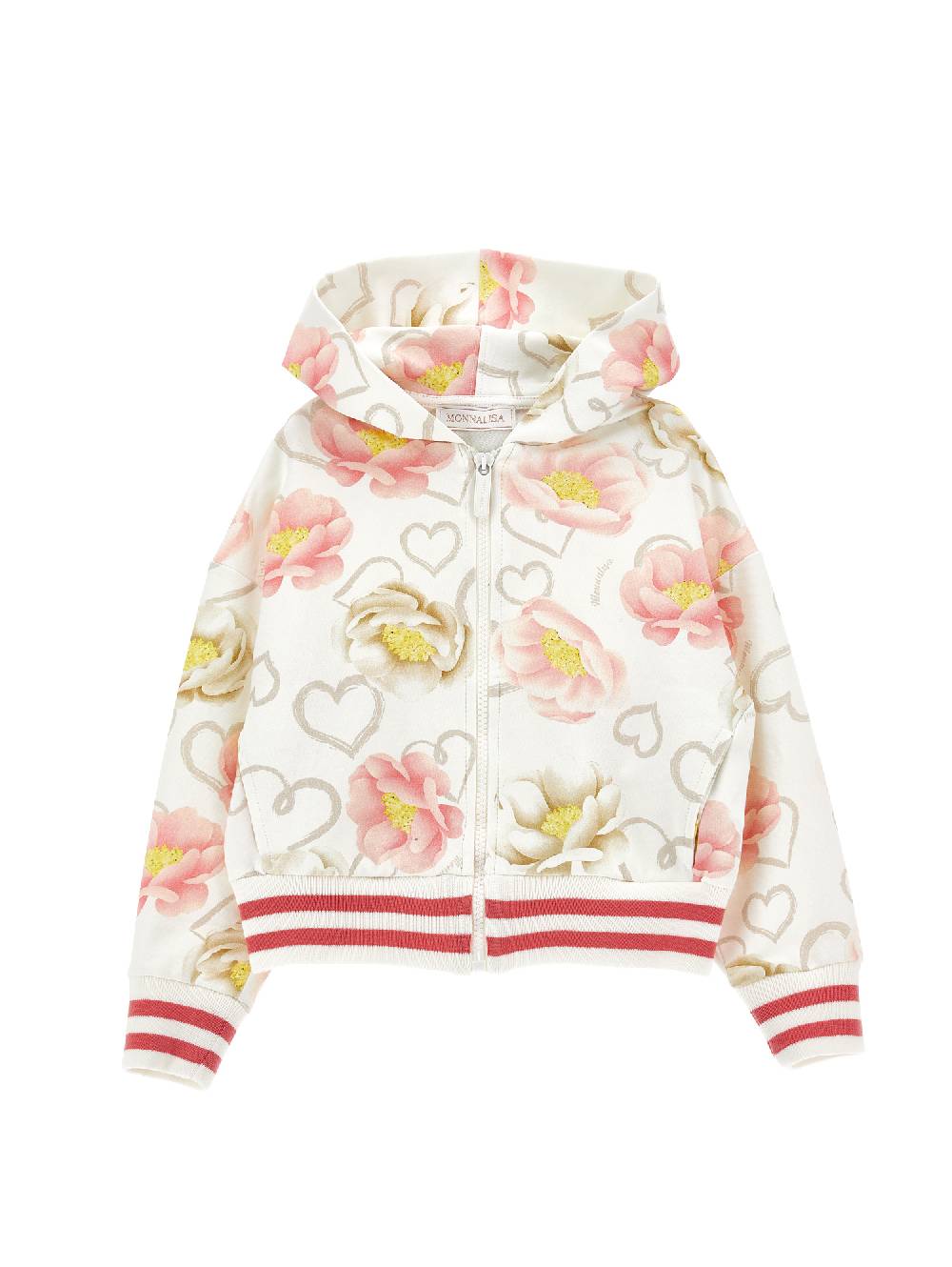 Monnalisa Felpa con cappuccio stampa anemoni