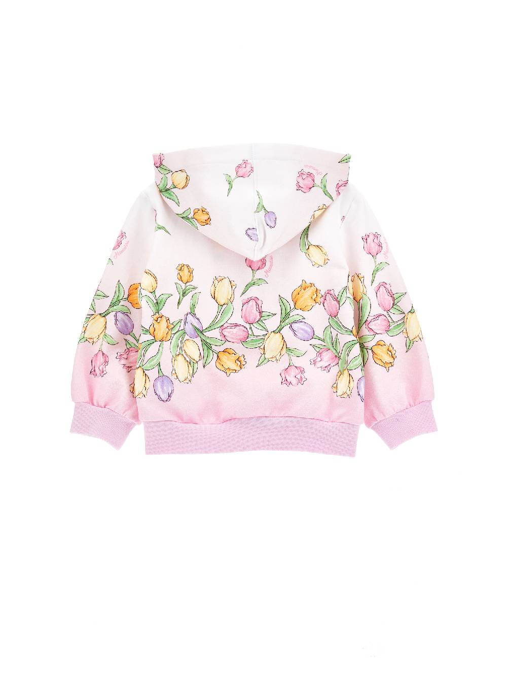 Monnalisa Felpa Cotone Con Cappuccio E Tulipani