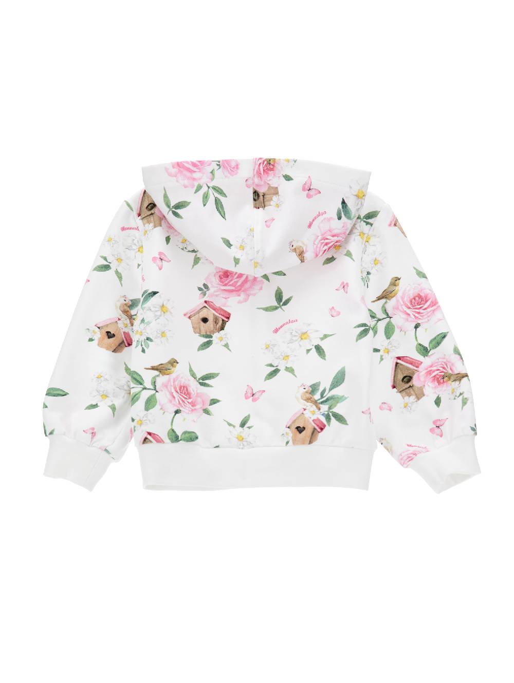 Monnalisa Felpa Floreale Con Cappuccio