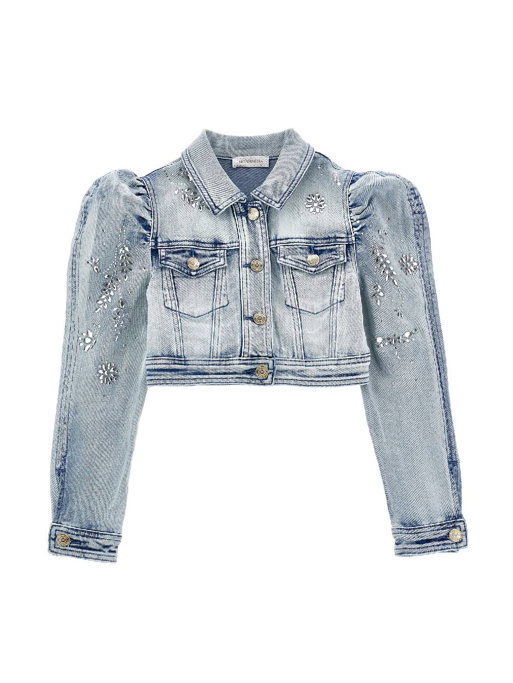Monnalisa Giacchino denim con bottoni gioiello