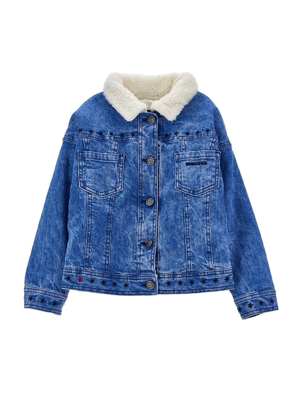Monnalisa Giacchino jeans con peluche, ricamato