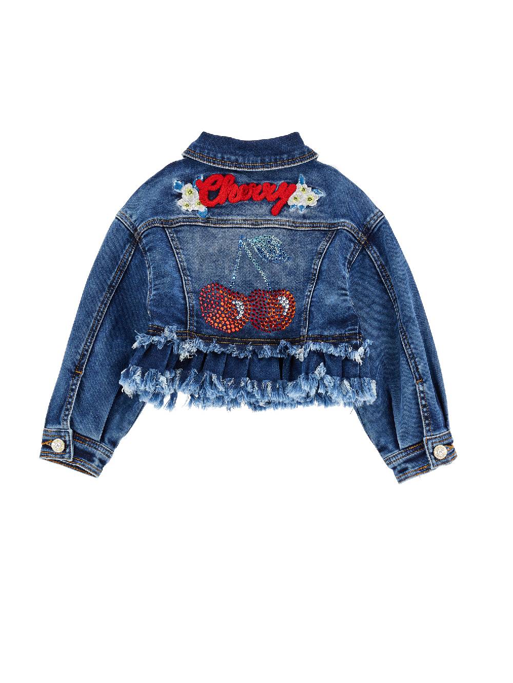 Monnalisa Giacchino Jeans Ricamato Ciliegie