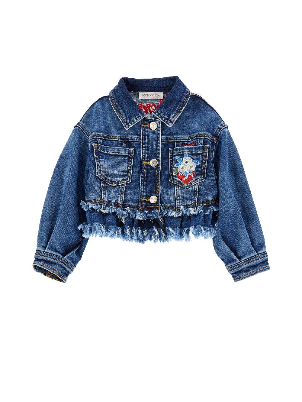 Monnalisa Giacchino jeans ricamato ciliegie