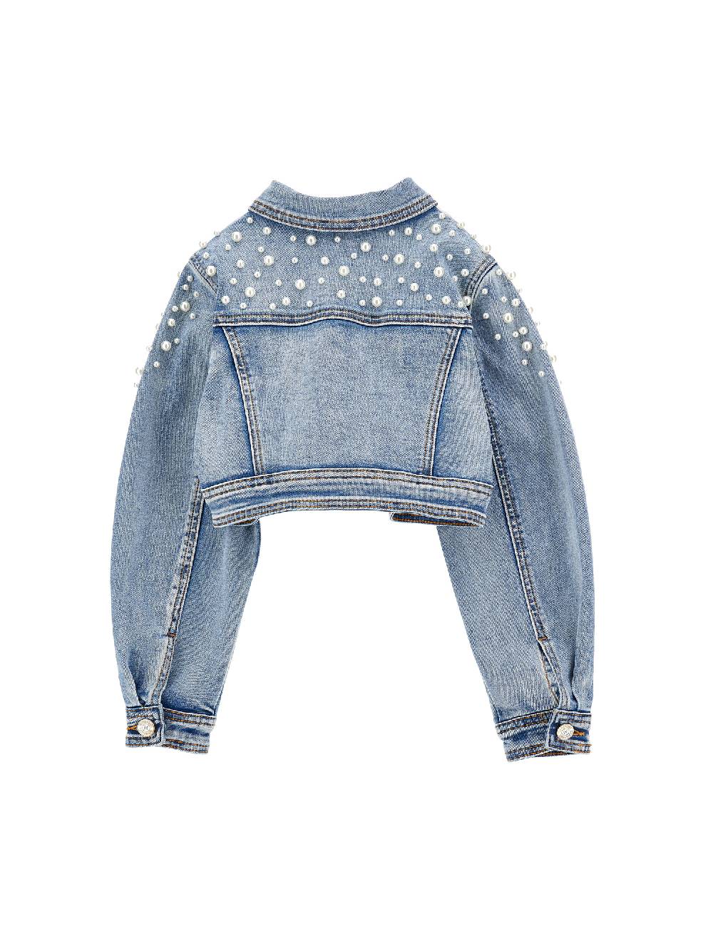 Monnalisa Giubbetto Jeans Con Perle