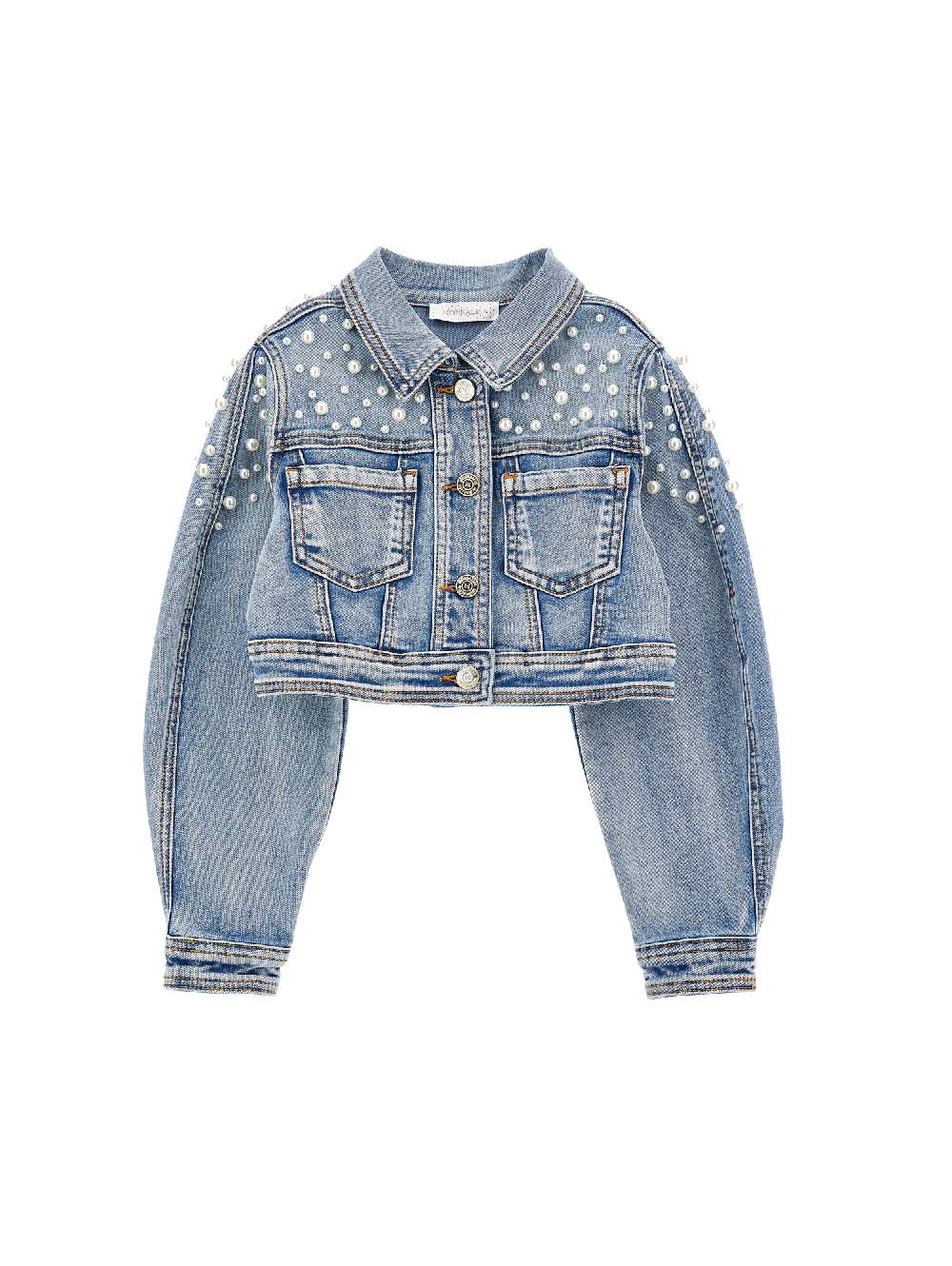 Monnalisa Giubbetto jeans con perle