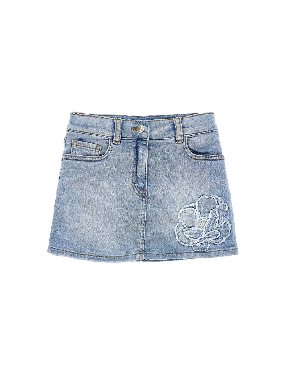 Monnalisa Gonna jeans ricamata