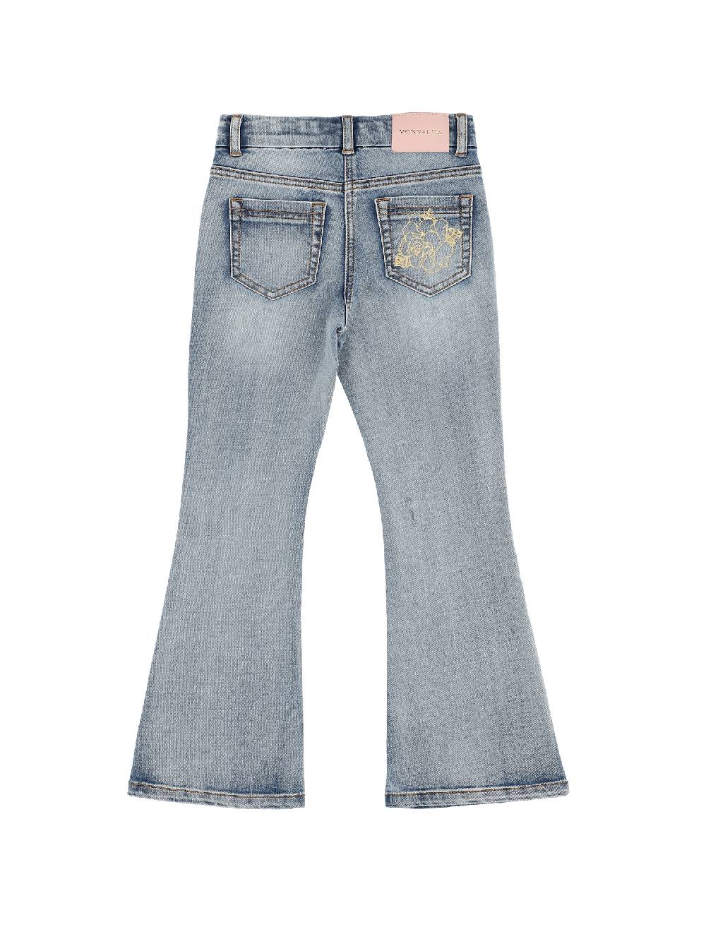 Monnalisa Jeans Cinquetasche Rose In Oro