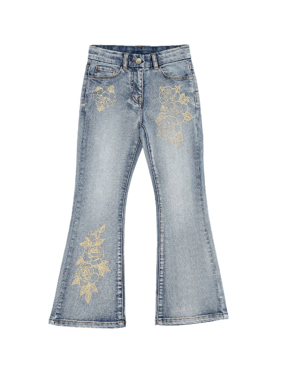 Monnalisa Jeans cinquetasche rose in oro
