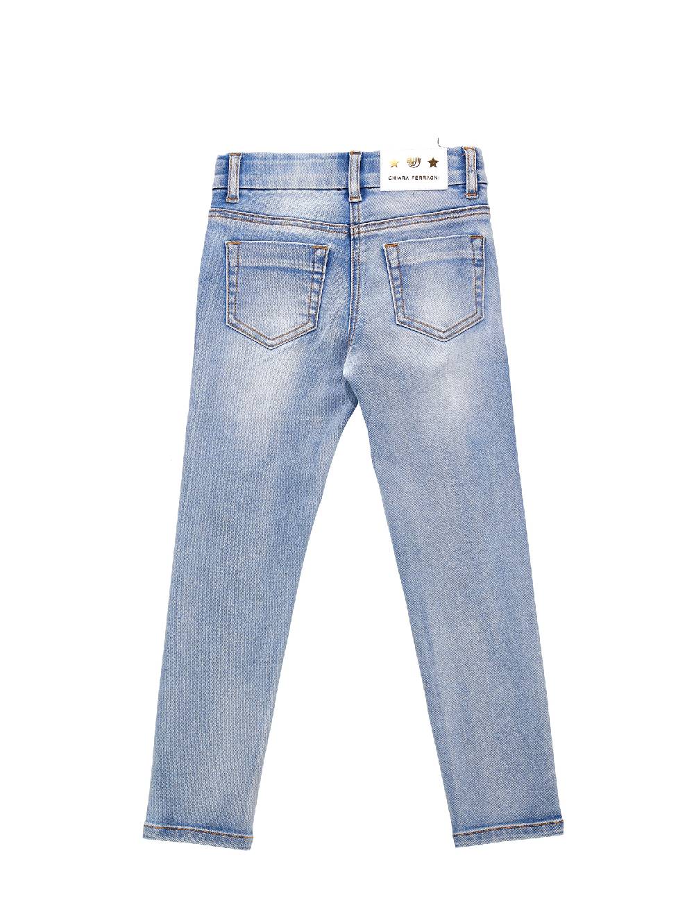 Monnalisa Jeans Denim Ricamo Logomania All Over