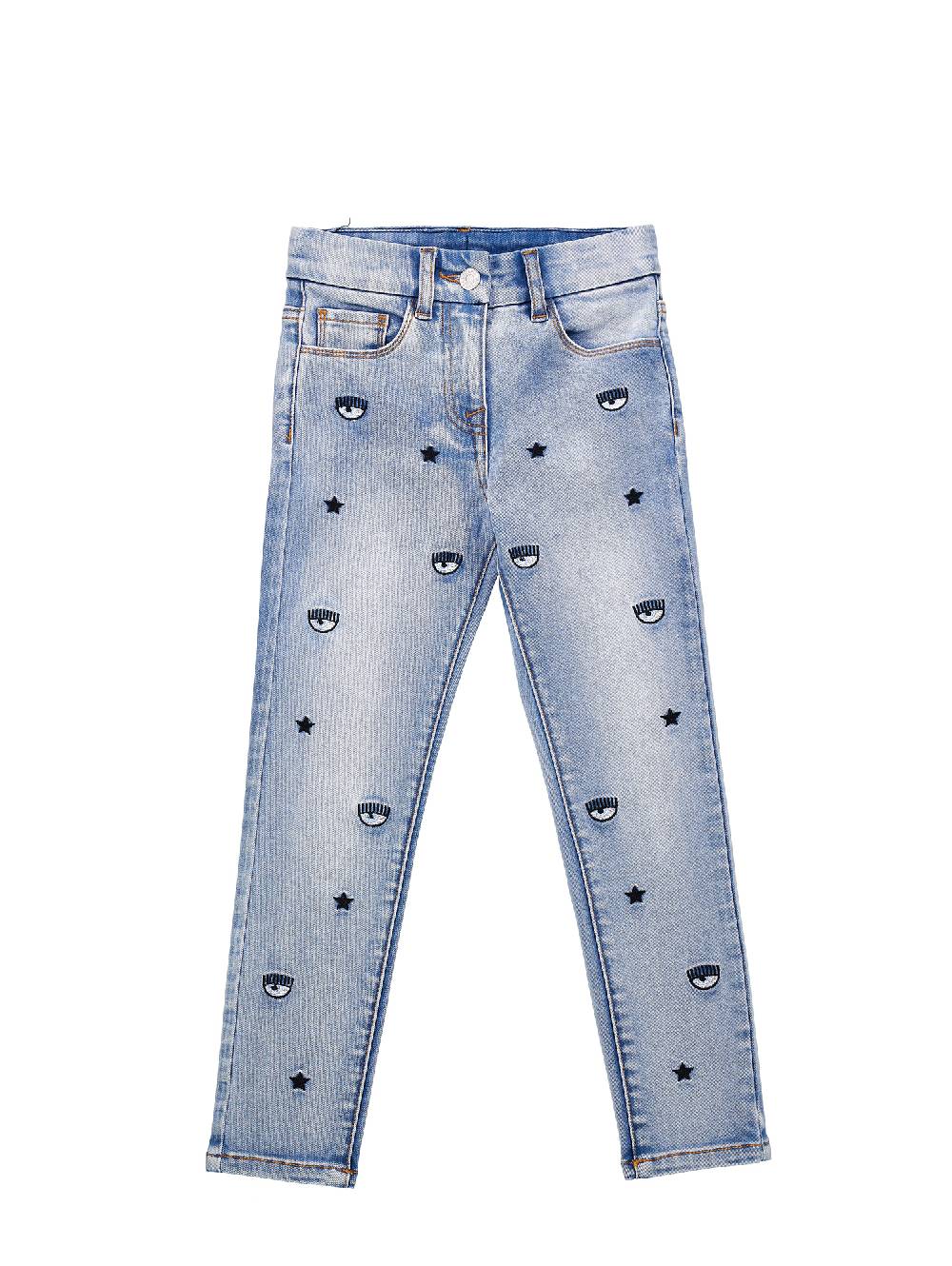 Monnalisa Jeans denim ricamo Logomania all over