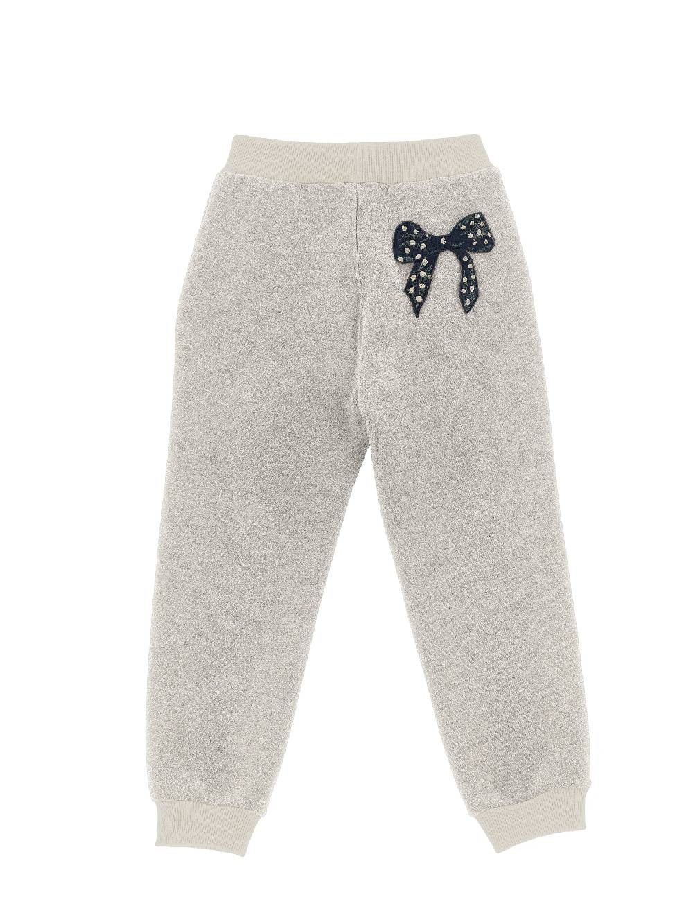 Monnalisa Jogger Felpa Glitter Con Fiocco