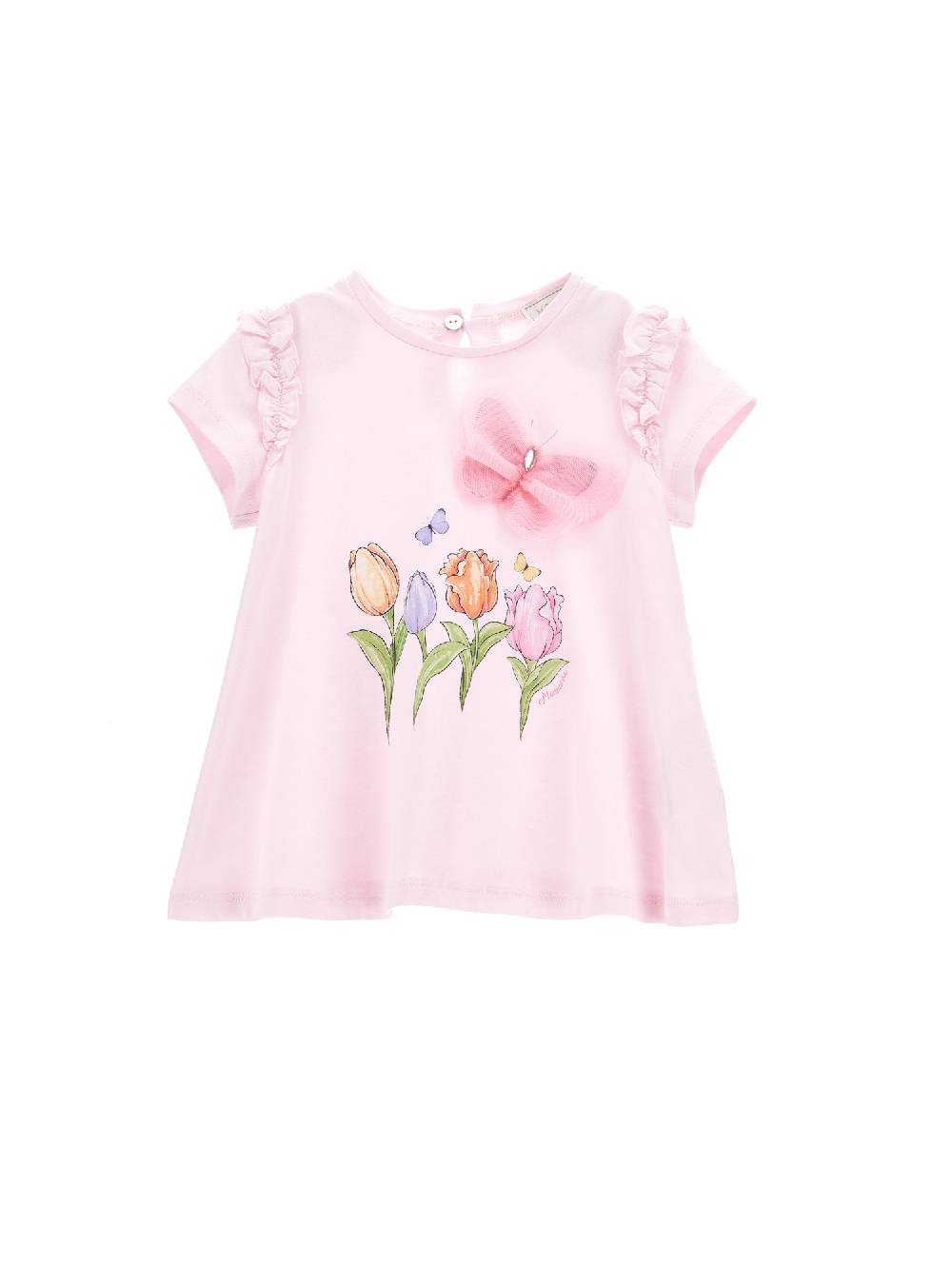 Monnalisa Maxi T-shirt cotone stampa tulipani