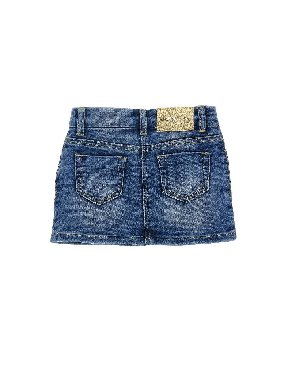 Monnalisa Minigonna Jeans Ricamata