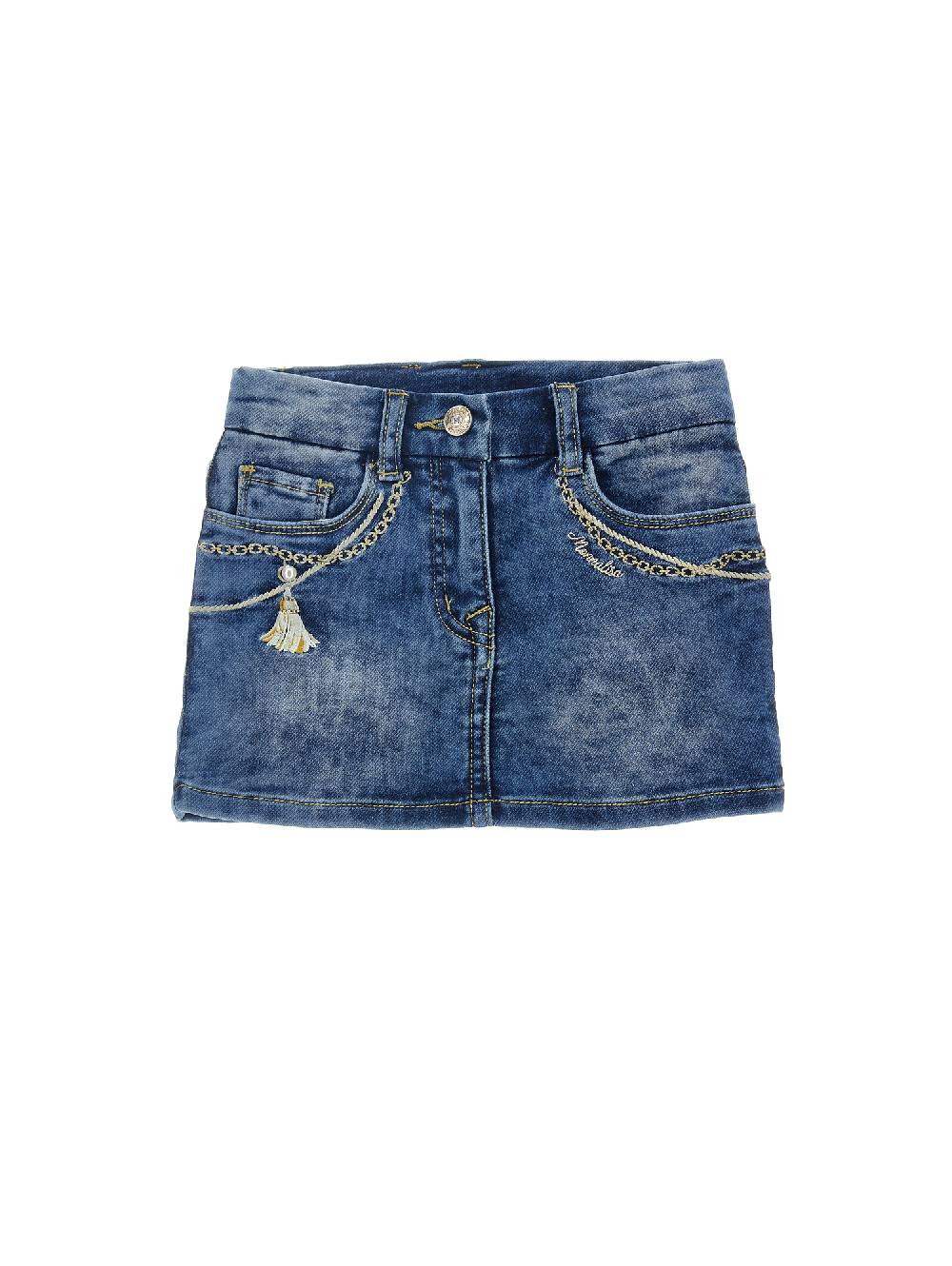 Monnalisa Minigonna jeans ricamata