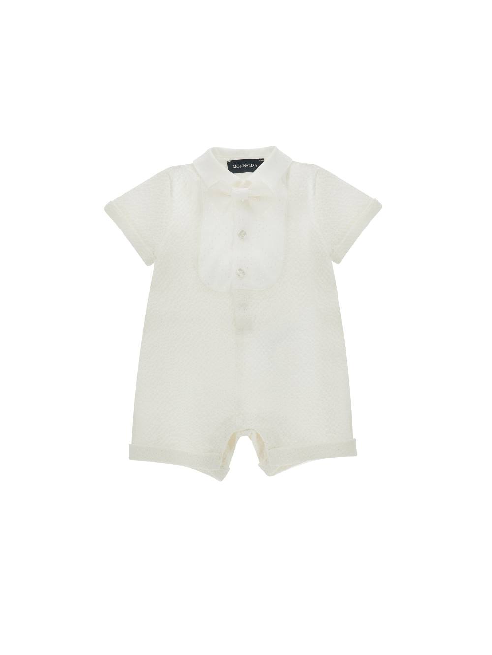 Monnalisa Pagliaccetto seersucker con plastron