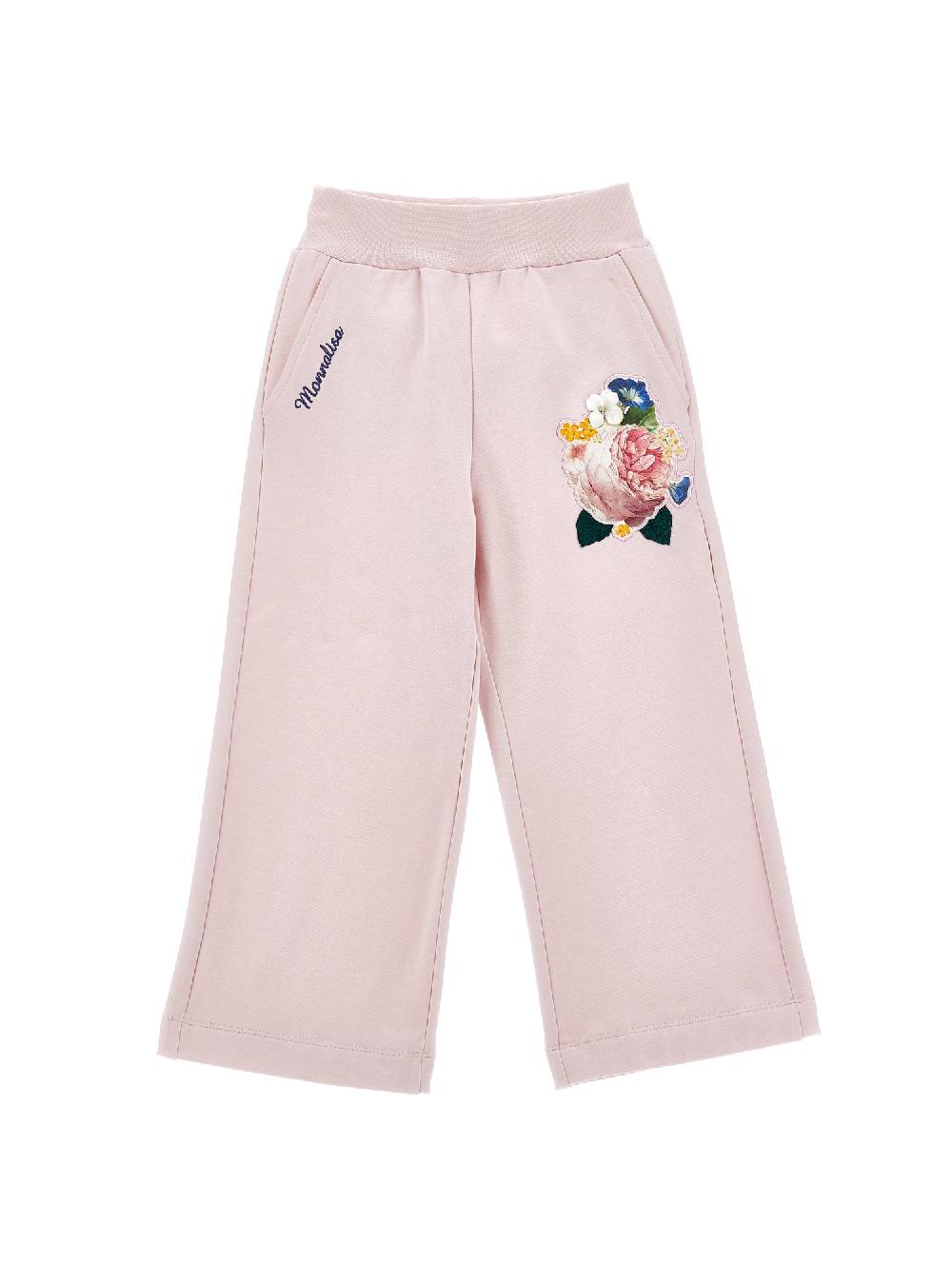 Monnalisa Pantaloni palazzo felpa ricamata