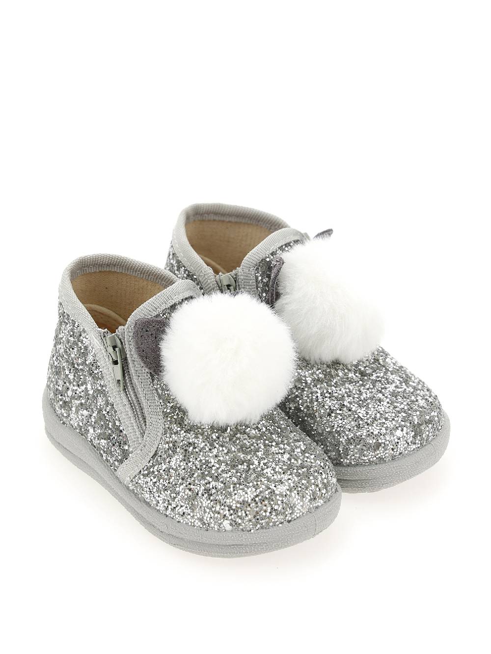 Monnalisa Pantofoline Glitter Con Pompon