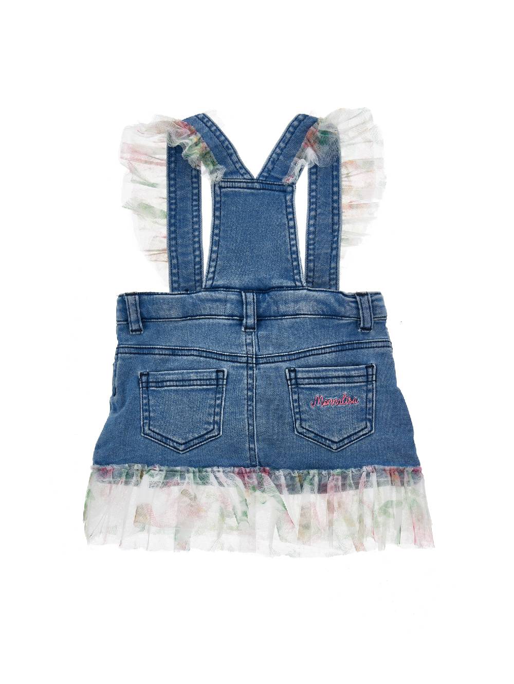 Monnalisa Salopette Denim Con Ruches