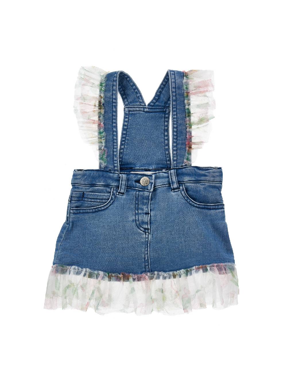 Monnalisa Salopette denim con ruches