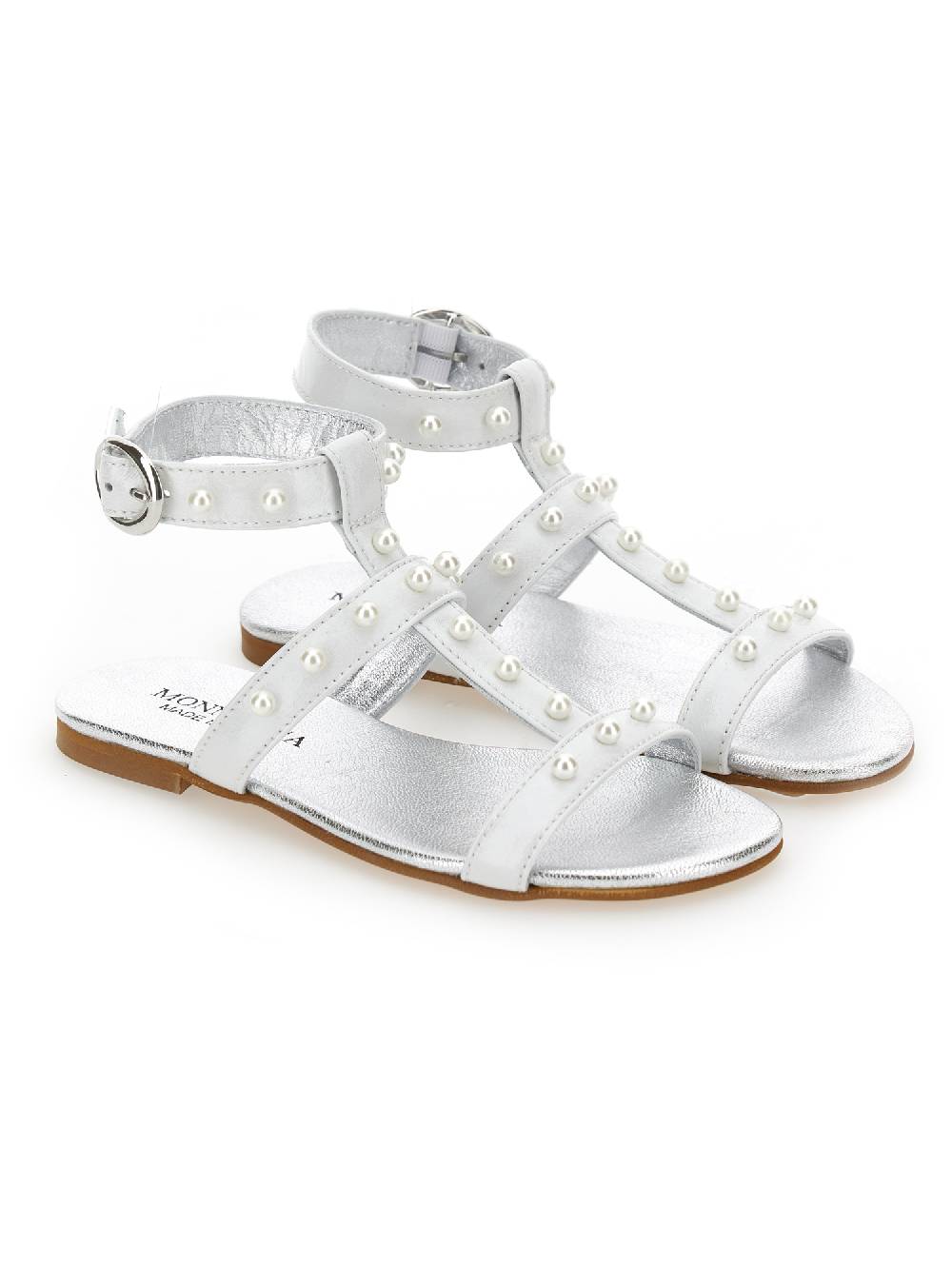 Monnalisa Sandaletti Pelle Con Perle