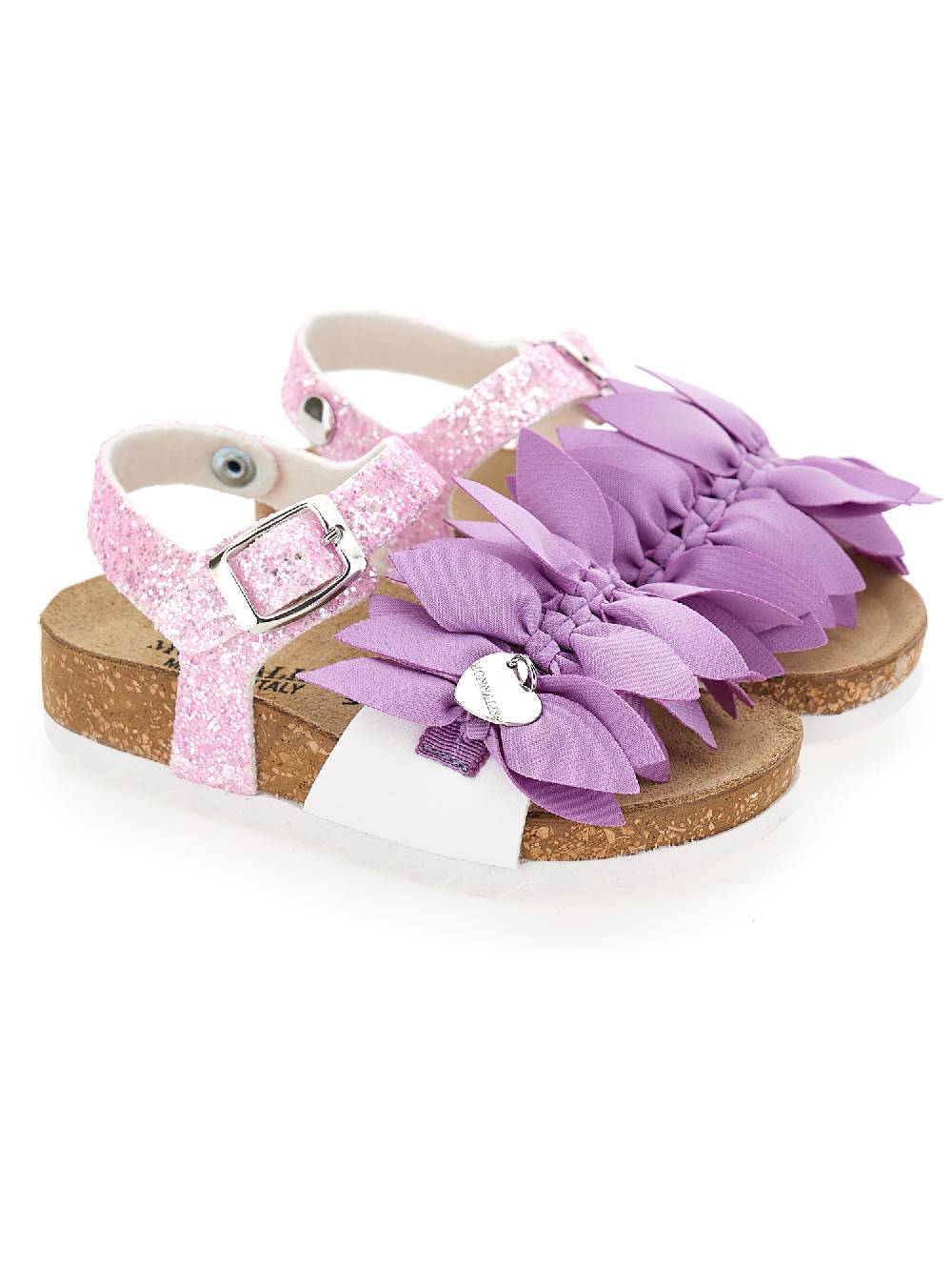 Monnalisa Sandali Glitter Con Fiori