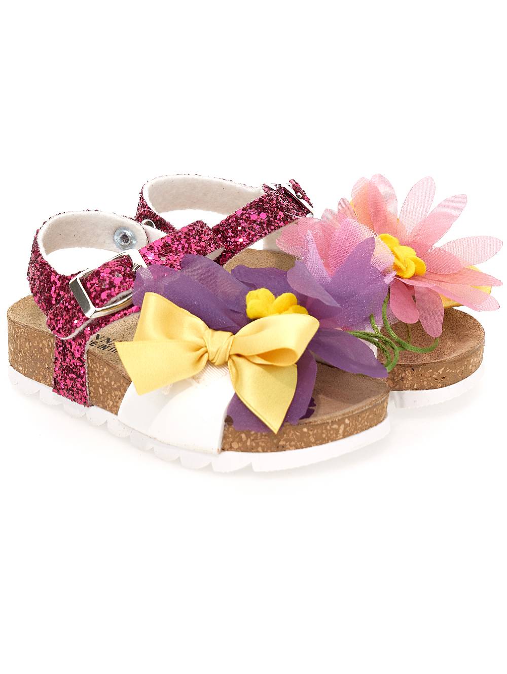 Monnalisa Sandali Glitter Con Fiori