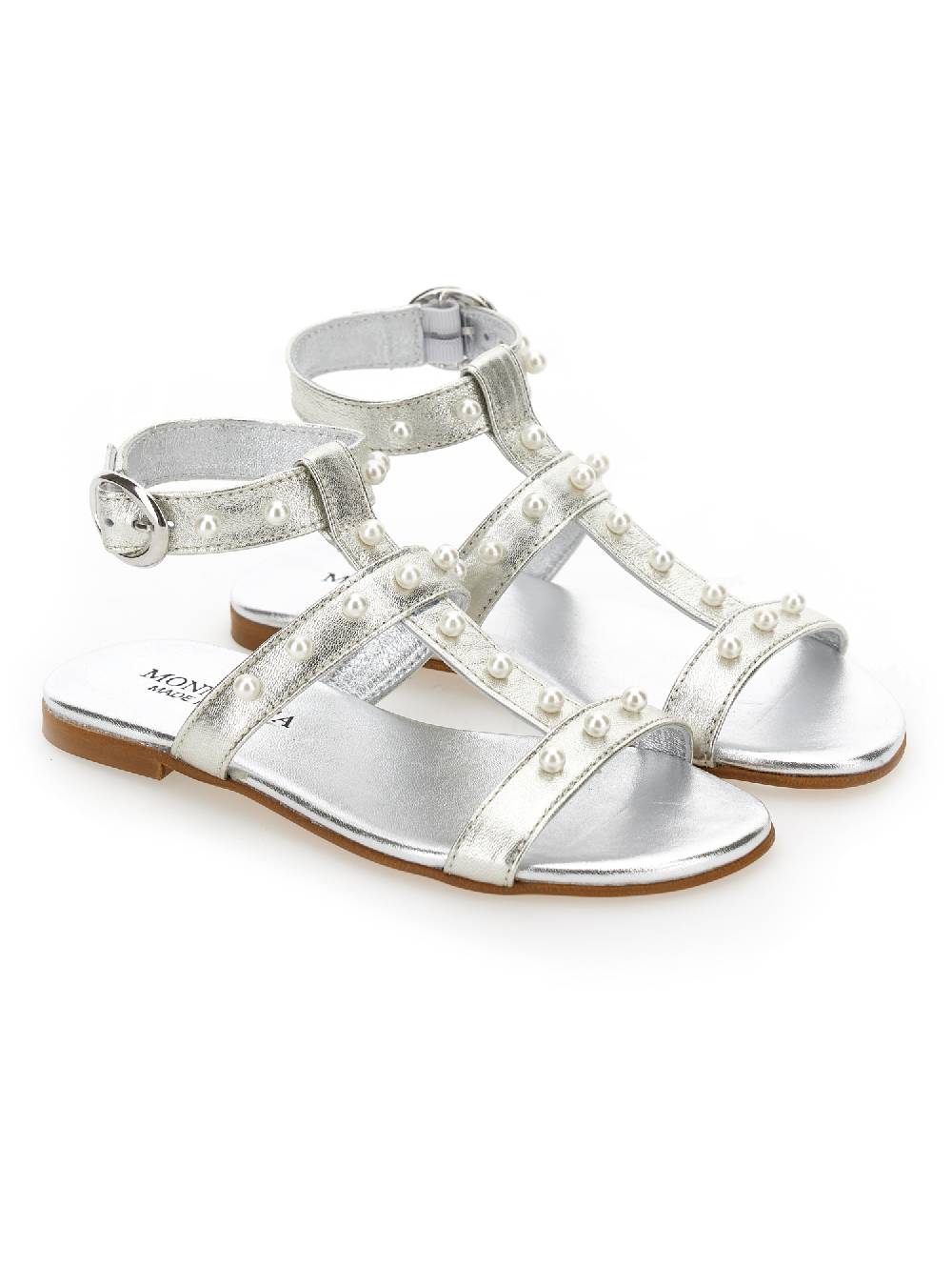 Monnalisa Sandali Laminati Con Perle