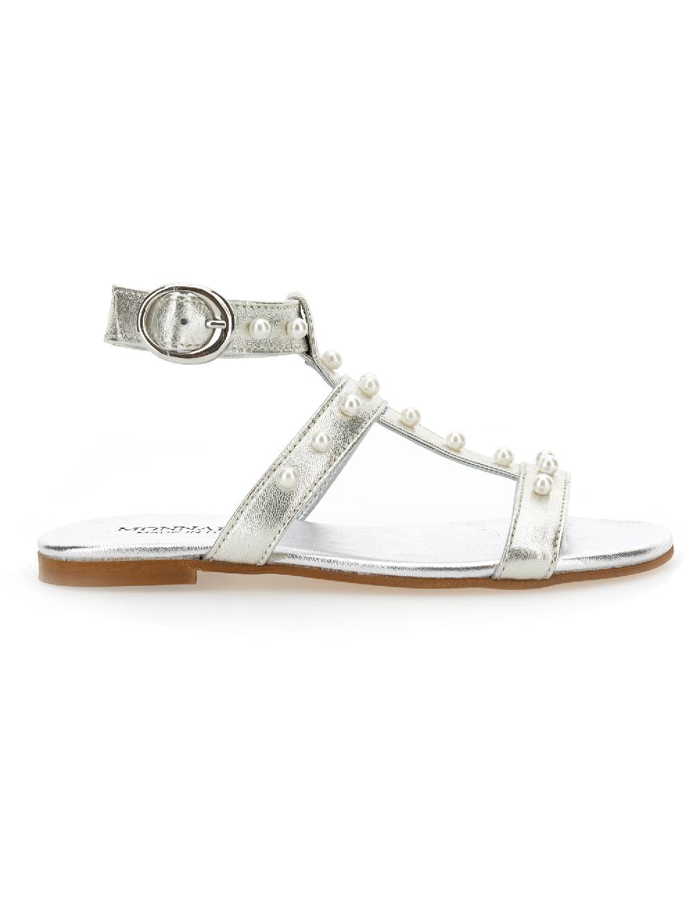 Monnalisa Sandali laminati con perle