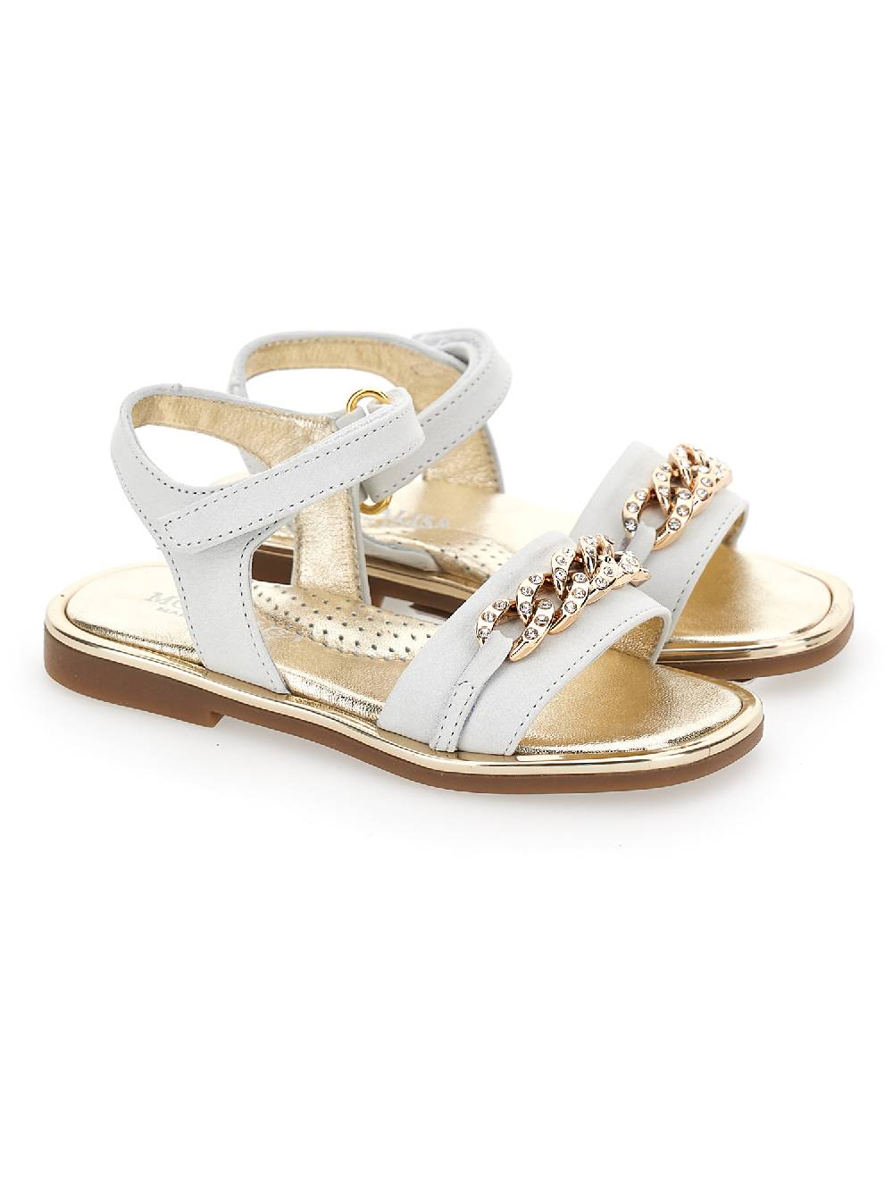 Monnalisa Sandali Nappa Con Catena Strass