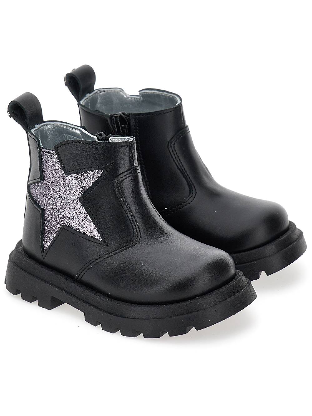 Monnalisa Scarponcini Pelle Con Stella Glitter