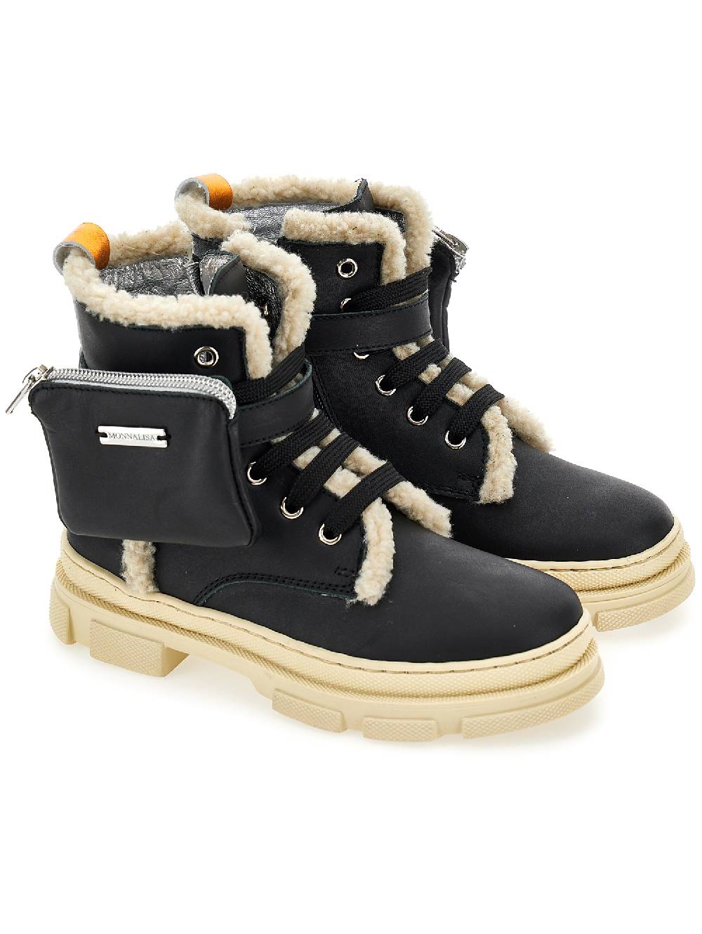 Monnalisa Scarponcini Pelle Dettagli Peluche