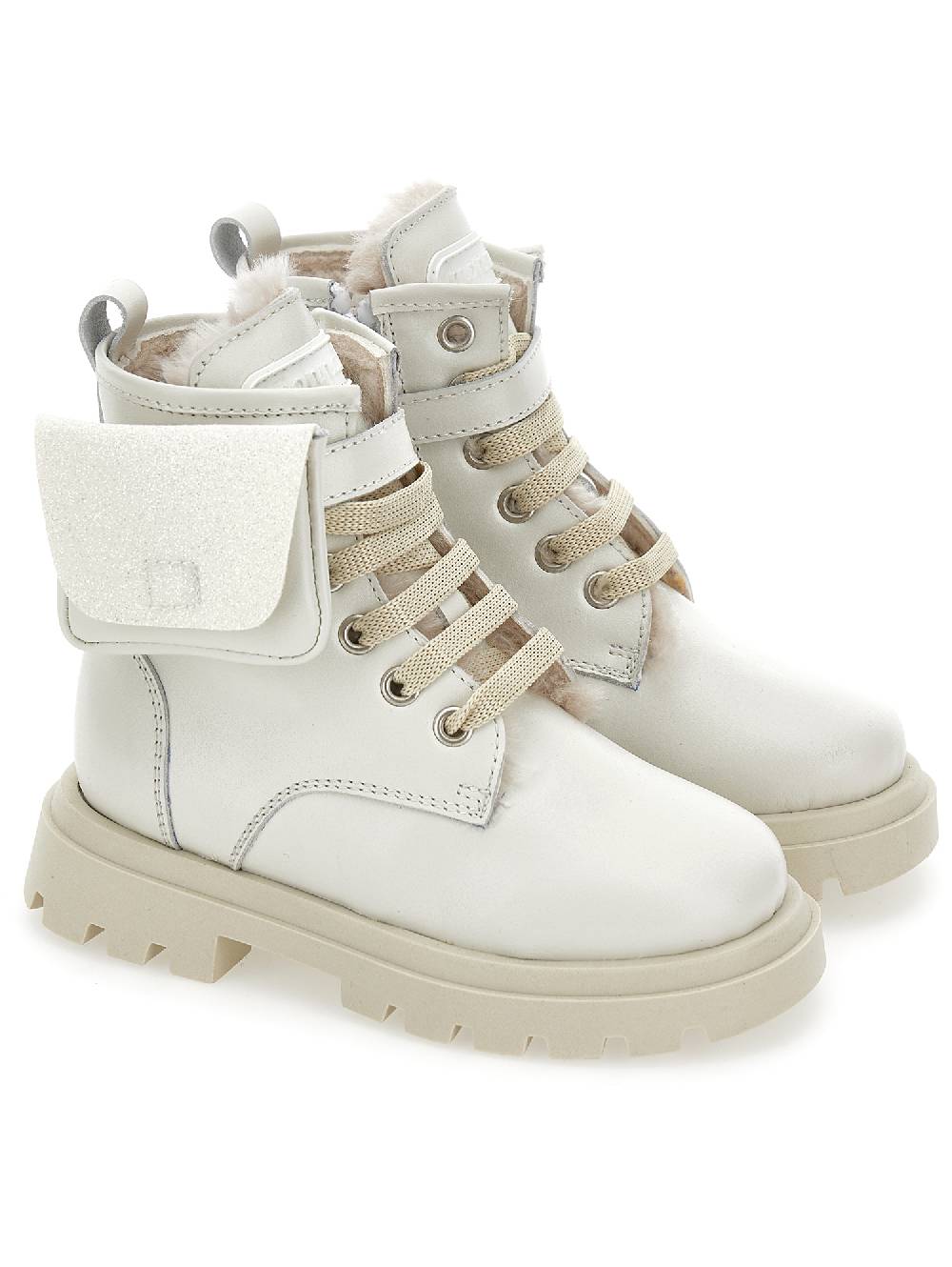 Monnalisa Scarponcini Pelle E Montone Con Taschino