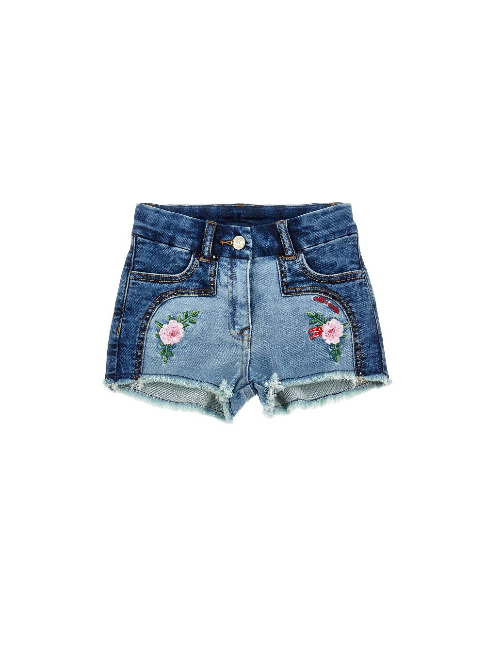 Monnalisa Shorts denim felpa ricamati