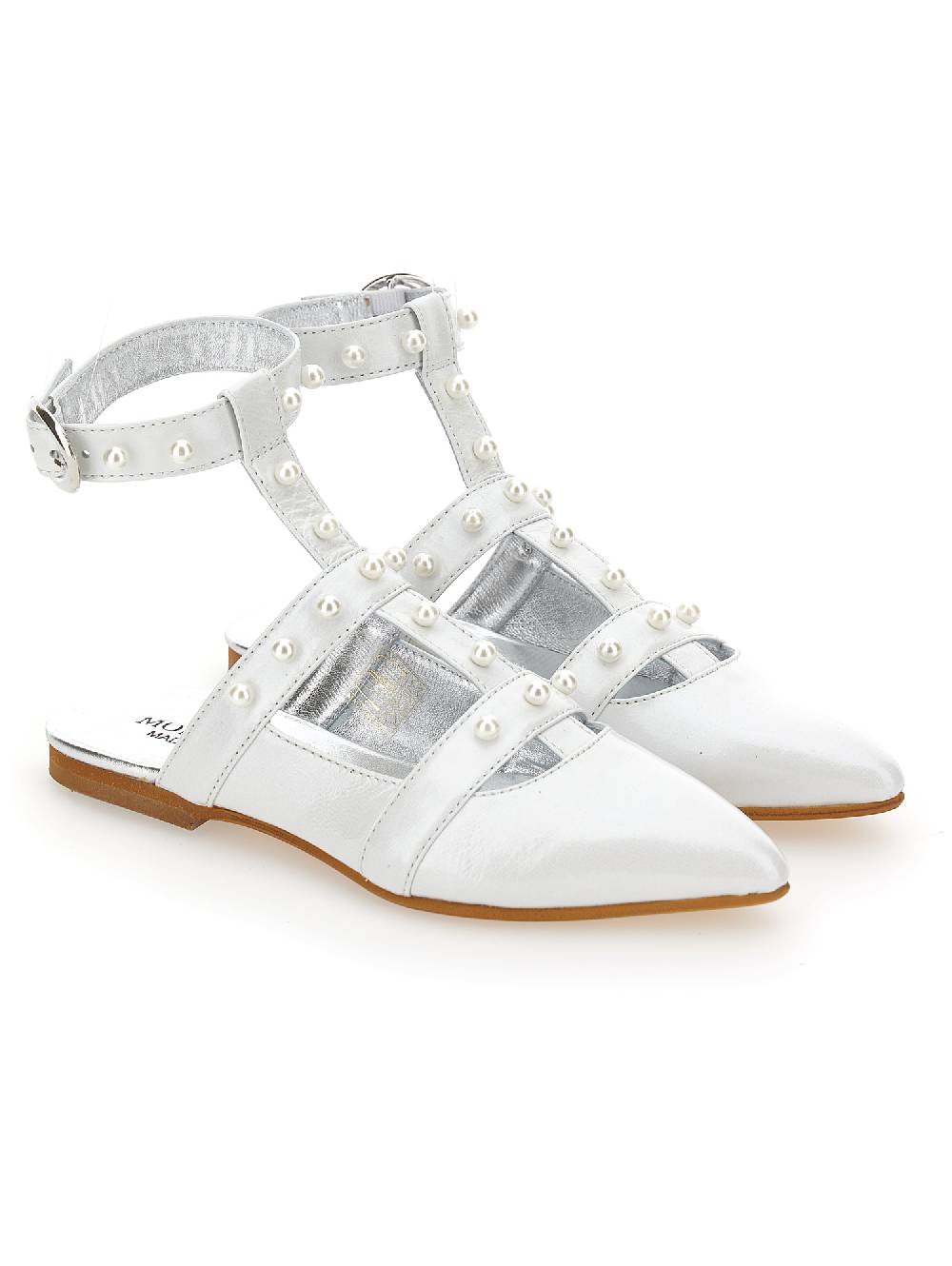 Monnalisa Slingback Pelle Con Perle