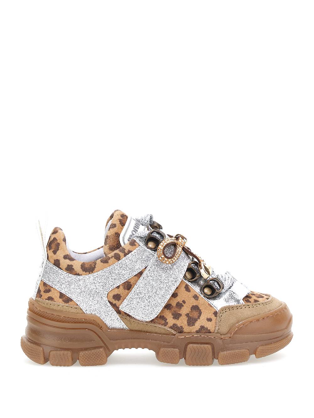 Monnalisa Sneakers chunky camoscio animalier