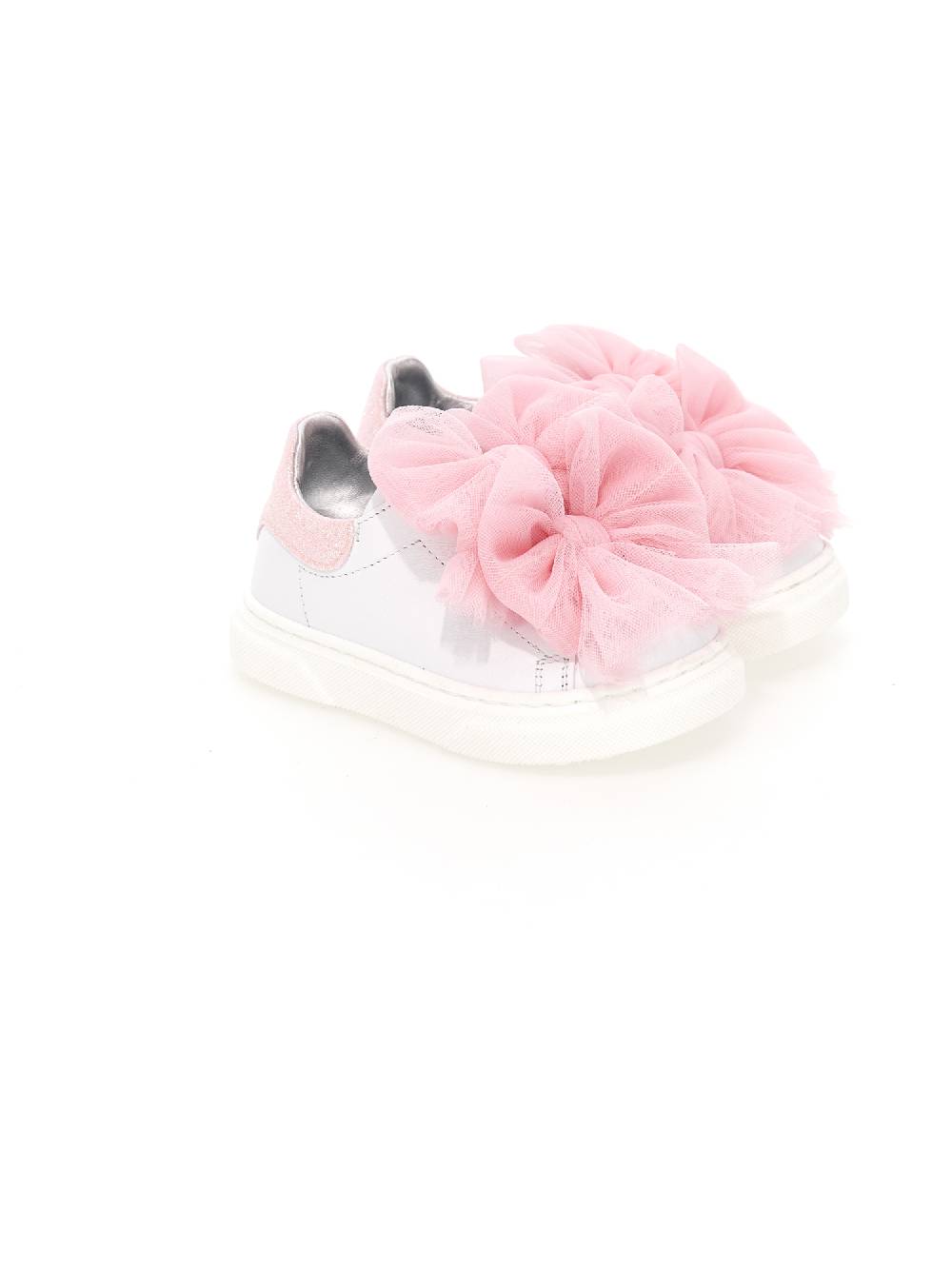 Monnalisa Sneakers Pelle Con Fiocchi Tulle