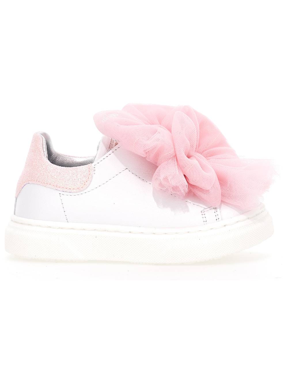 Monnalisa Sneakers pelle con fiocchi tulle