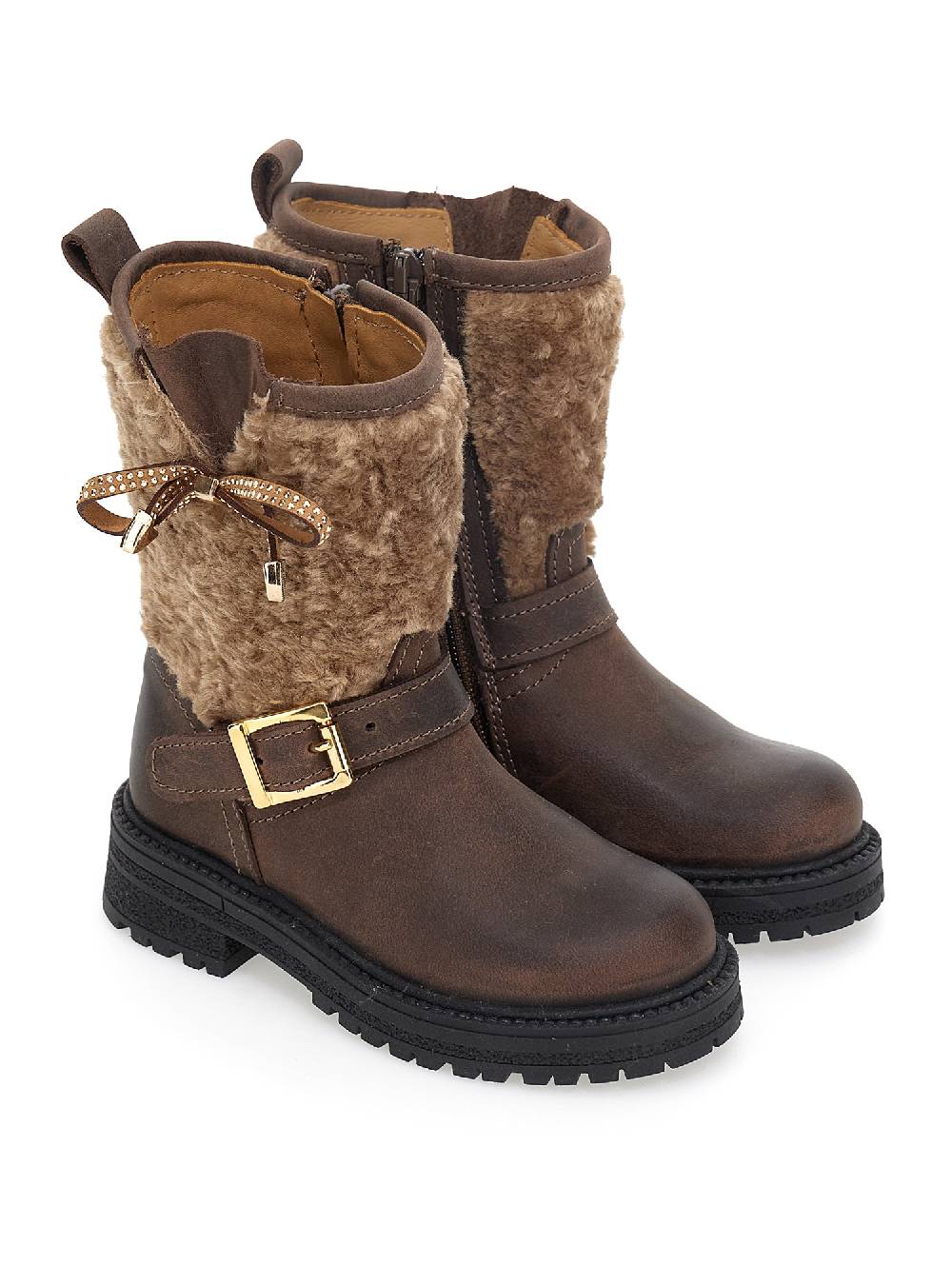 Monnalisa Stivali Nabuk E Lana Fiocchetto