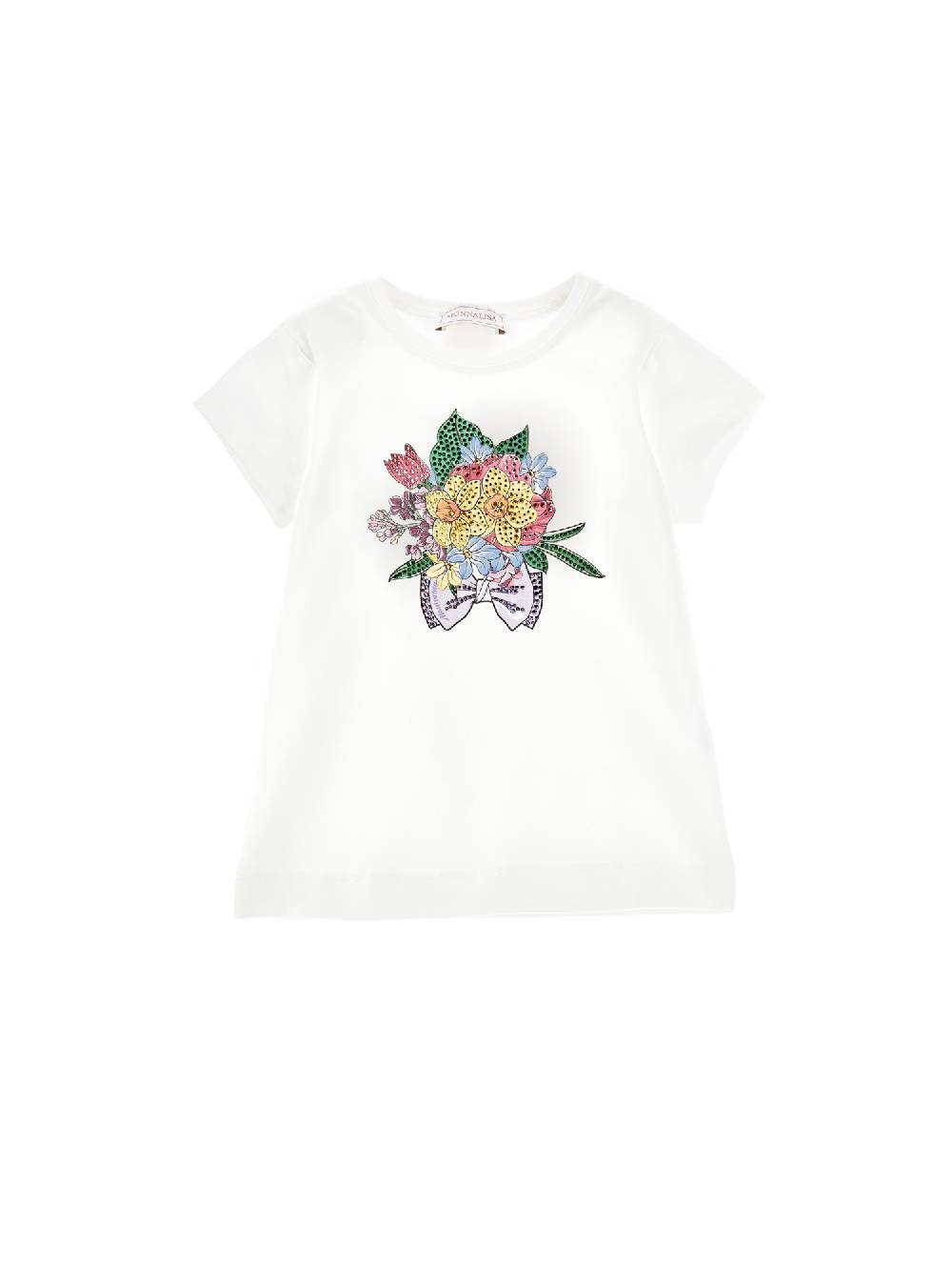 Monnalisa T-shirt bouquet con strass