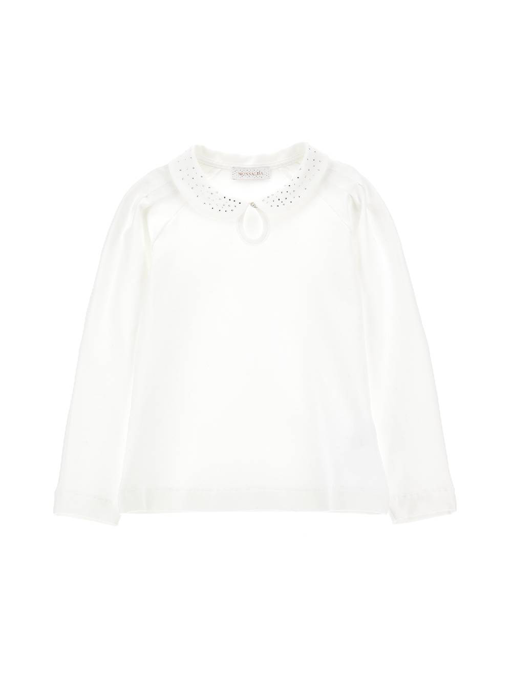Monnalisa T-shirt con colletto strass
