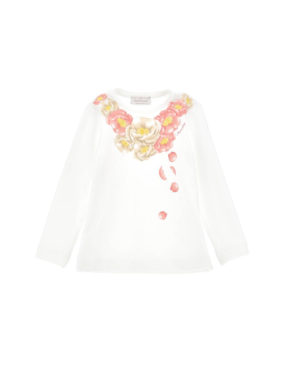 Monnalisa T-shirt cotone collana di fiori