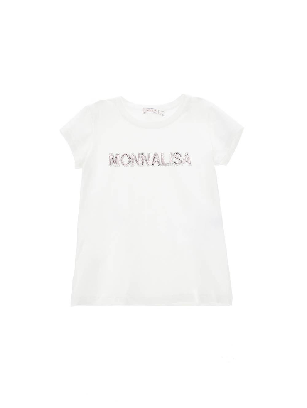 Monnalisa T-shirt cotone logato strass