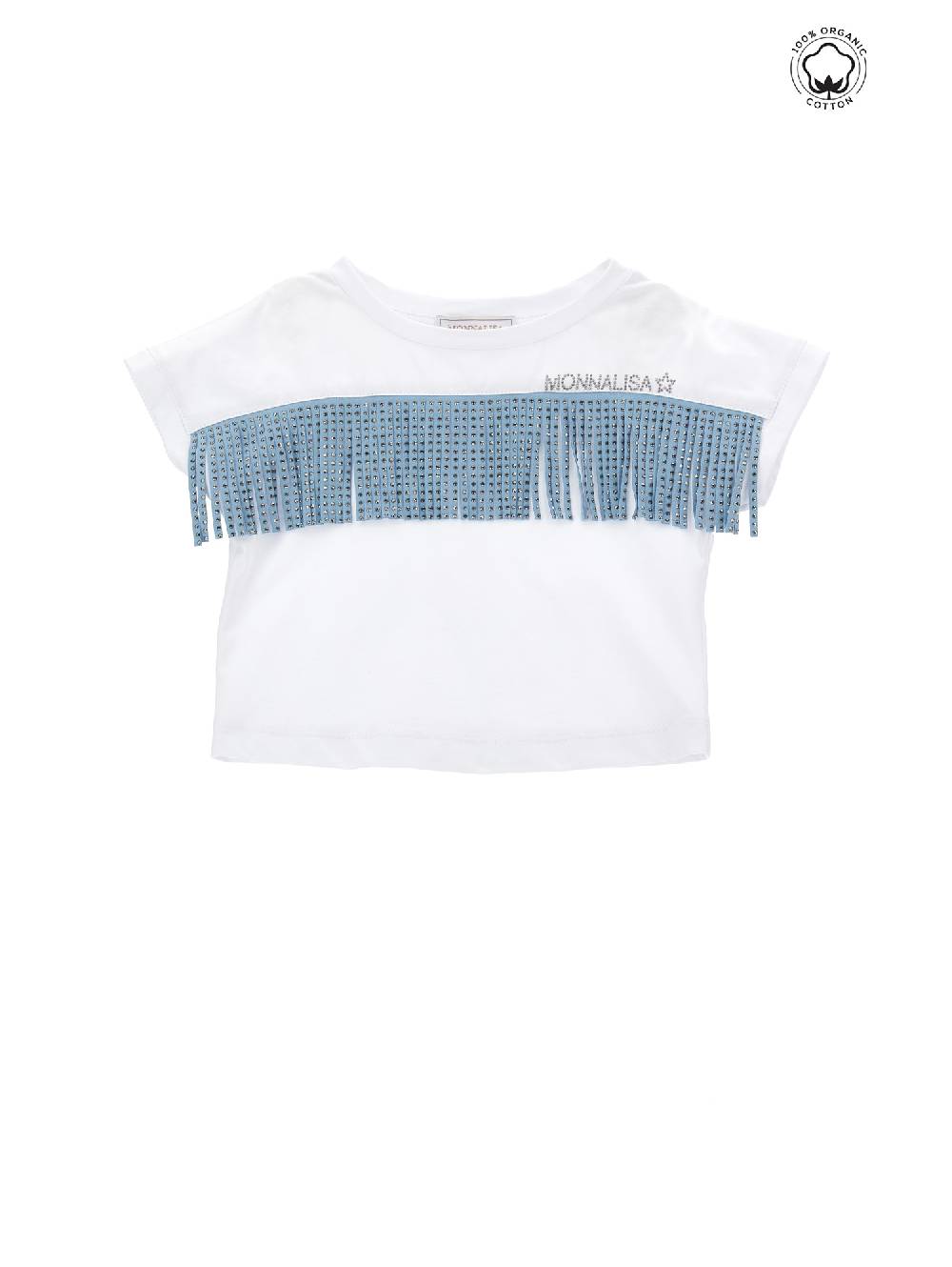 Monnalisa T-shirt cotone organico con frange