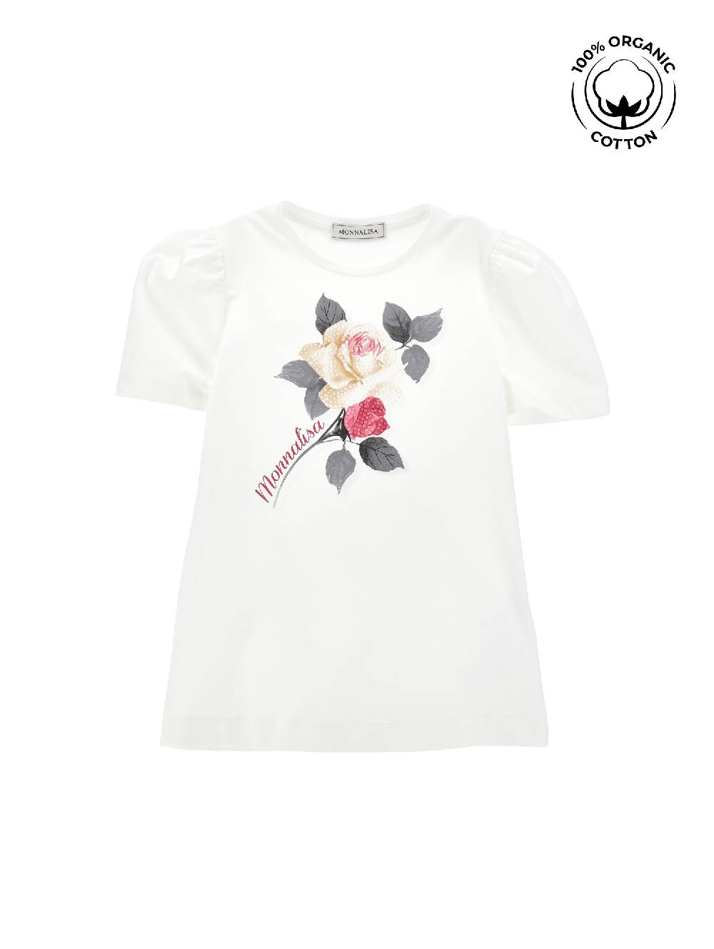 Monnalisa T-shirt cotone organico con rosa