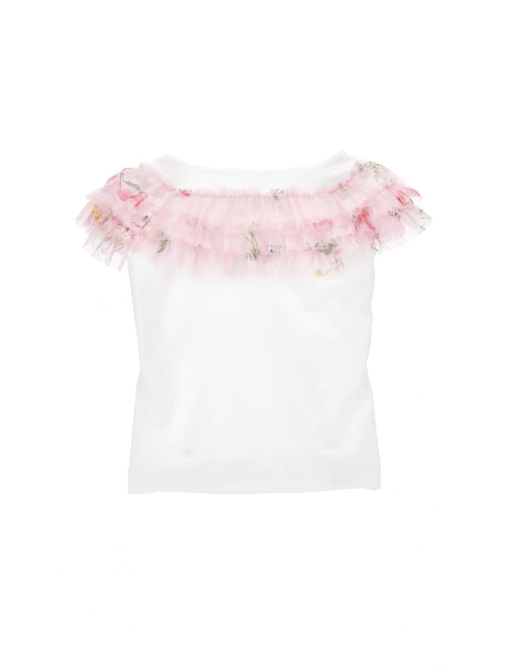 Monnalisa T-shirt Cotone Organico Con Tulle