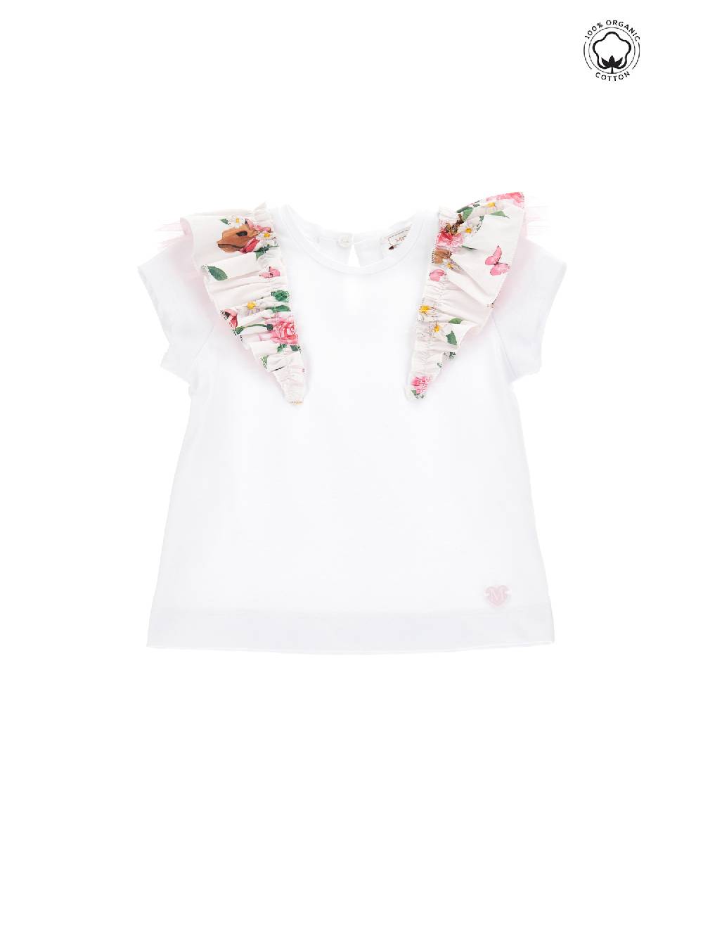 Monnalisa T-shirt cotone organico rouches