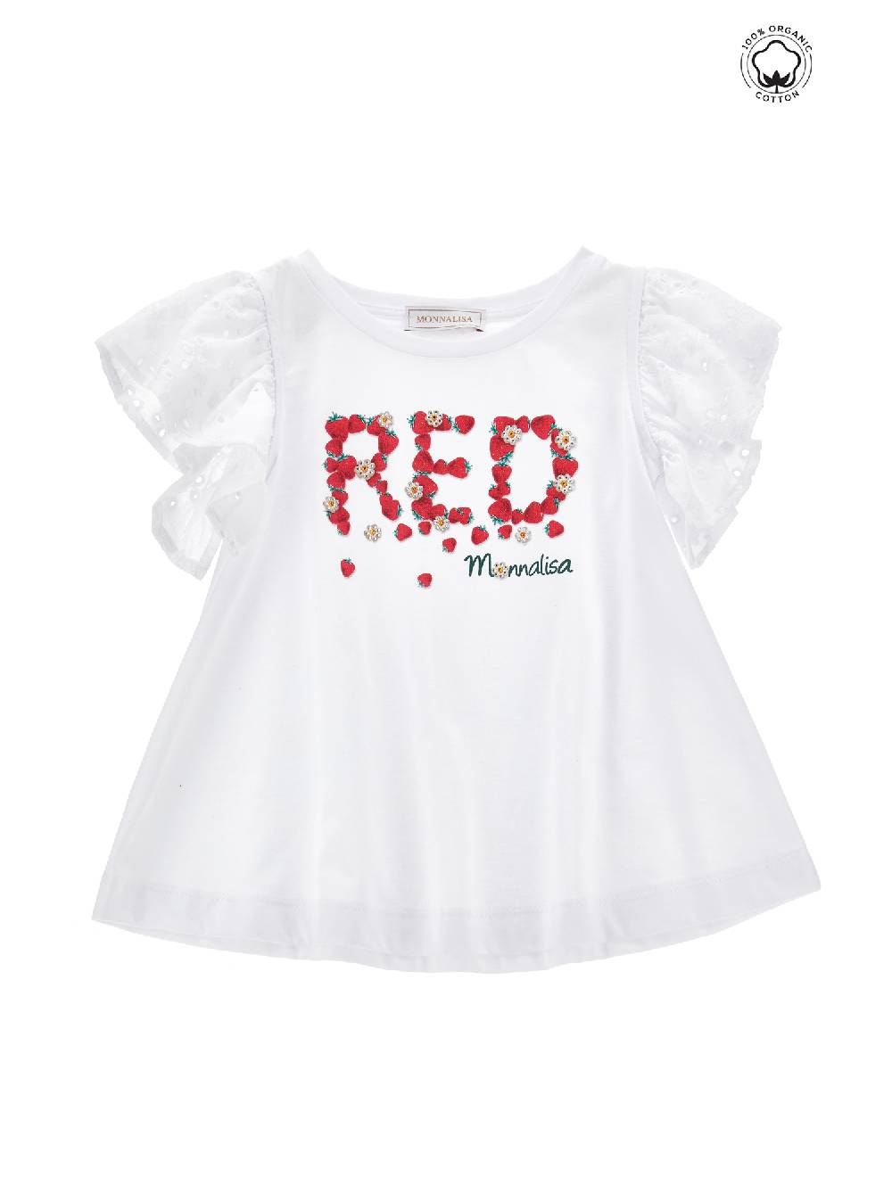 Monnalisa T-shirt cotone organico sangallo